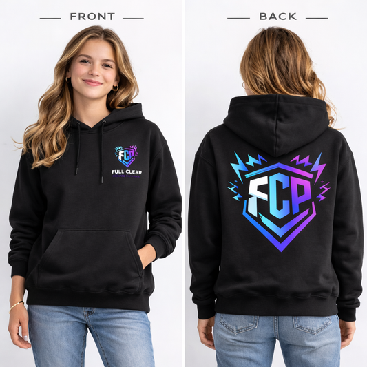 Full Clear Performance Unisex Heavy Blend Fleece Hoodie | Durable Athletic Pullover – Black