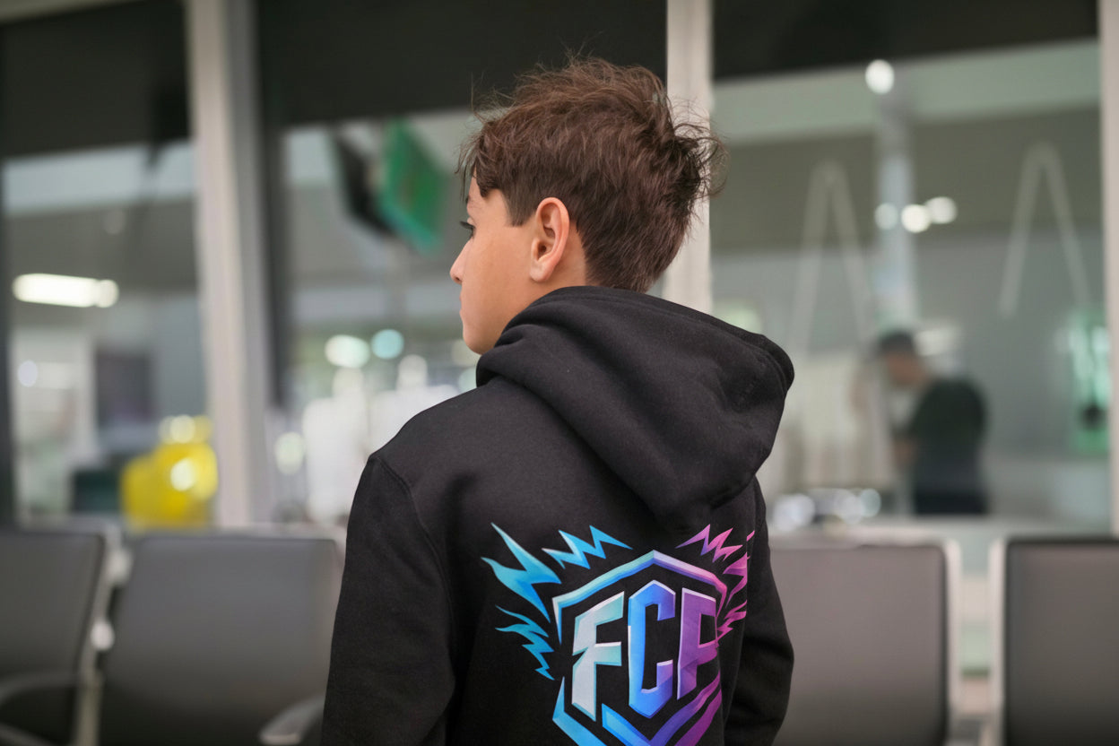 Full Clear Performance Youth Heavy Blend Fleece Hoodie | Durable Kids Athletic Pullover – Black