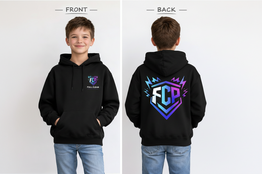 Full Clear Performance Youth Heavy Blend Fleece Hoodie | Durable Kids Athletic Pullover – Black