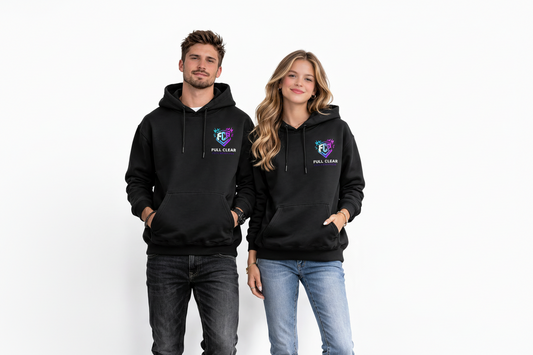 Full Clear Performance Unisex Heavy Blend Fleece Hoodie | Durable Athletic Pullover – Black