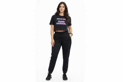 Full Clear Performance Women’s Dream Big Train Hard Crop Top | Boxy Fit Cropped T-Shirt