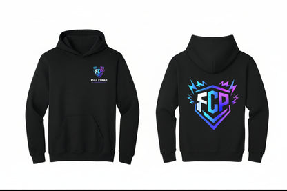 Full Clear Performance Youth Heavy Blend Fleece Hoodie | Durable Kids Athletic Pullover – Black